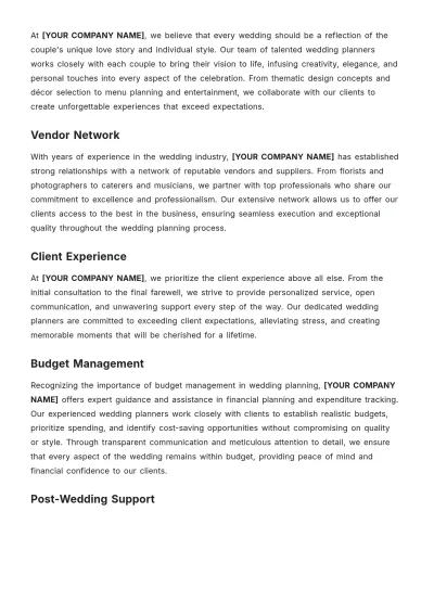 Free Executive Summary for Wedding Planner Template to Edit Online