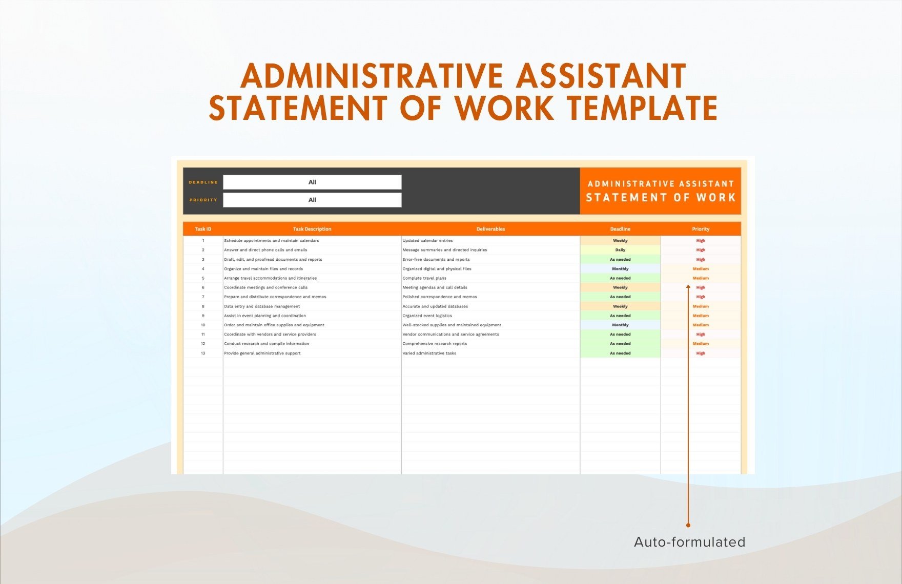 Administrative Assistant Statement of Work Template