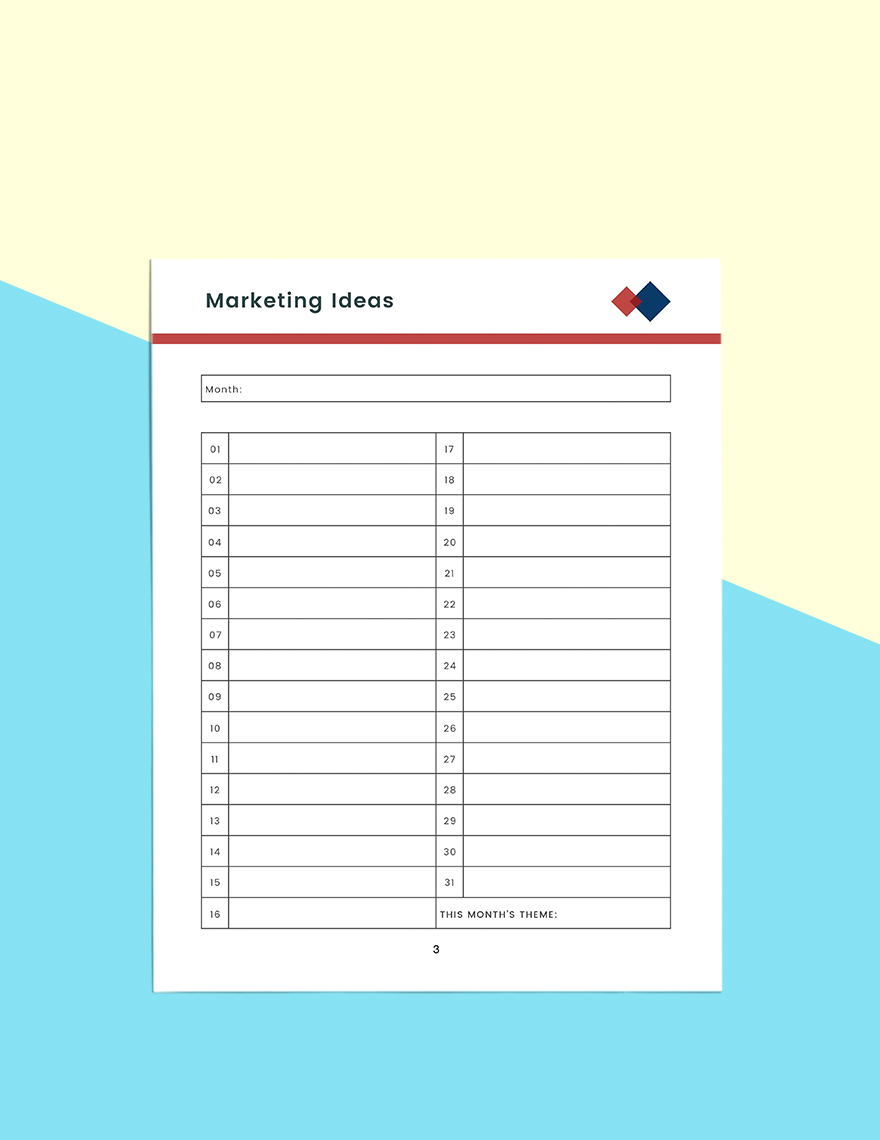 Monthly Marketing Planner Template