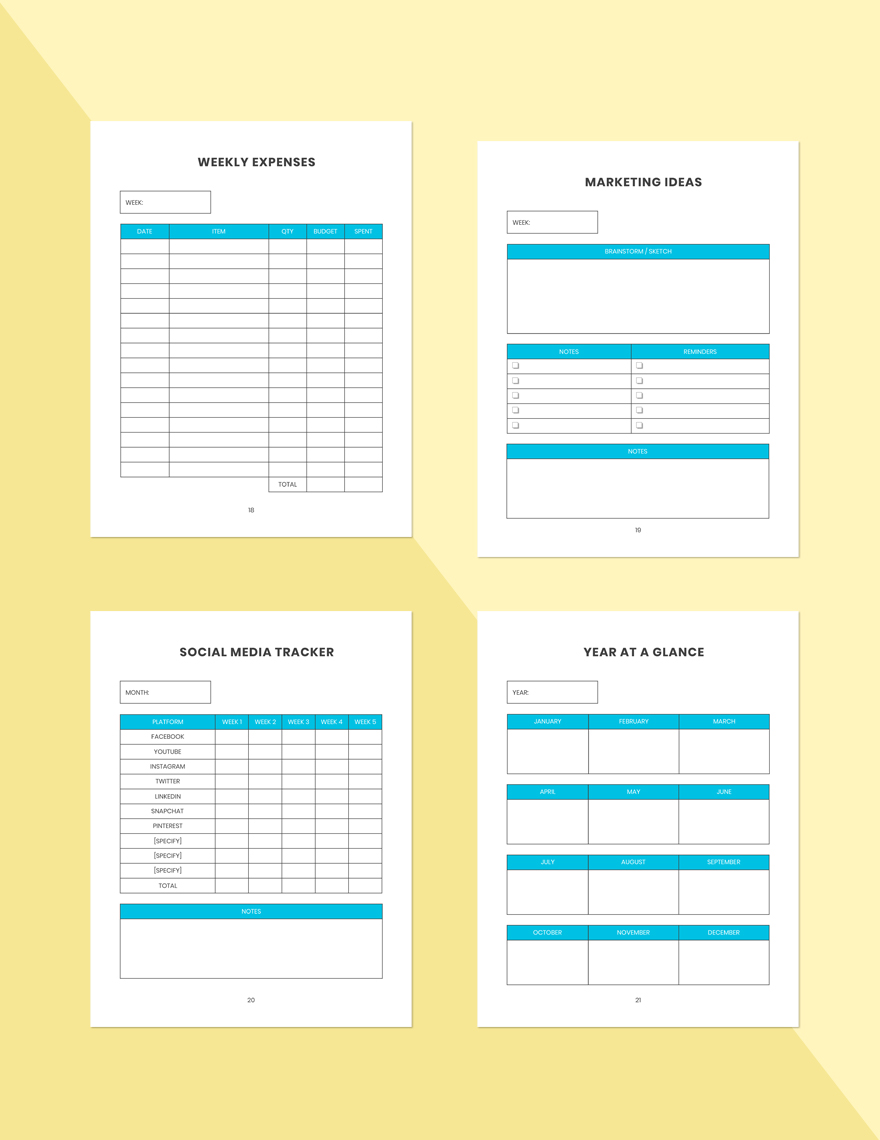 Weekly Marketing Planner Template in Word, Pages, Google Docs, PDF ...