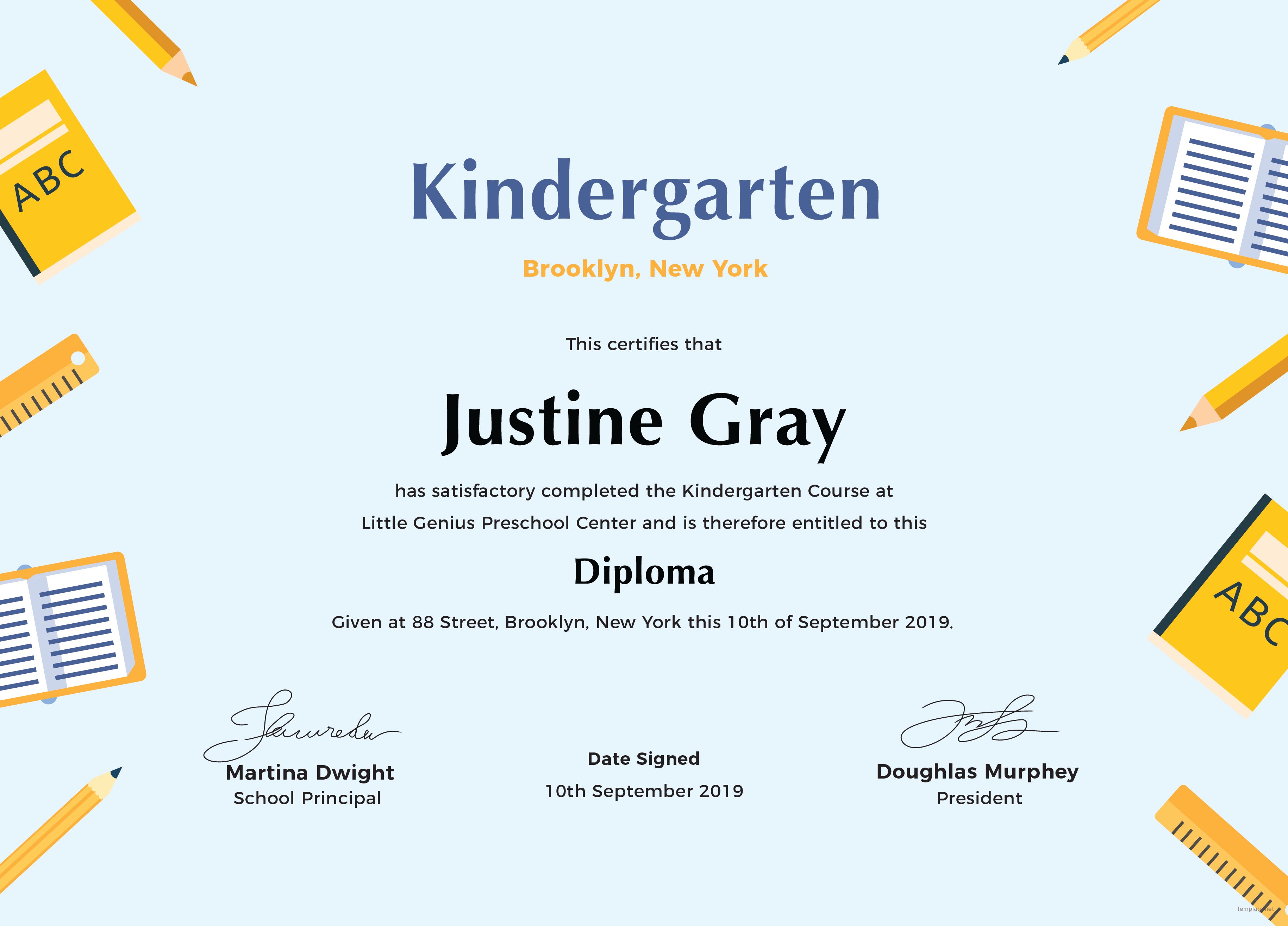 kindergarten diploma certificate template in adobe photoshop