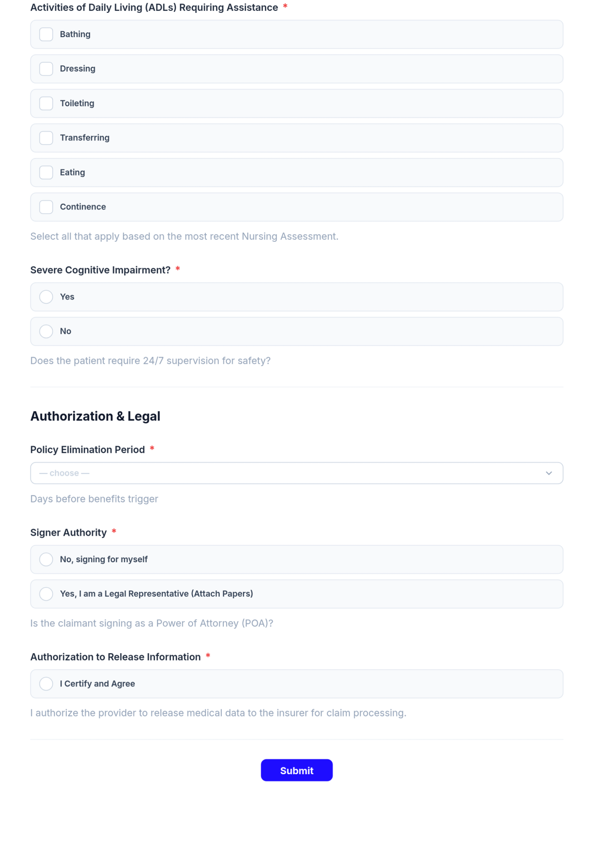 Free Nursing Home Insurance Claim Form Template & AI Maker