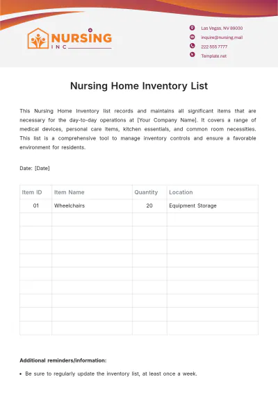 Free Nursing Home Inventory List Template to Edit Online