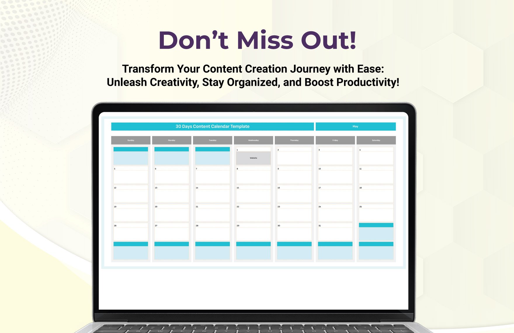 30 Days Content Calendar Template