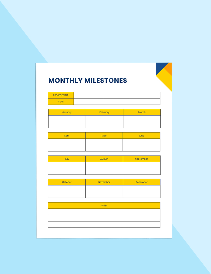 Sample Monthly Project Planner Template