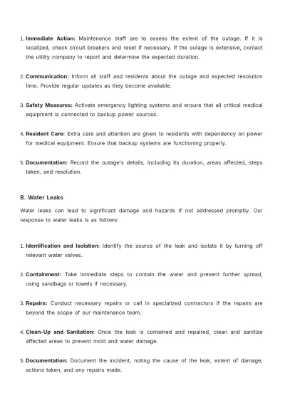 Free Nursing Home Maintenance Procedure Template to Edit Online