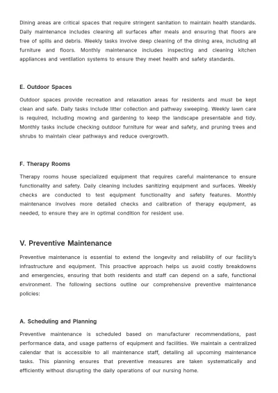 Free Nursing Home Maintenance Procedure Template to Edit Online