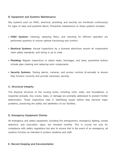 Free Nursing Home Maintenance Procedure Template to Edit Online