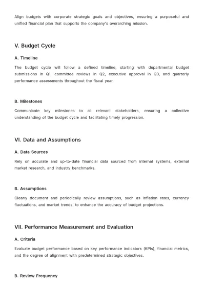 Free Finance Budget Planning Policy Template to Edit Online