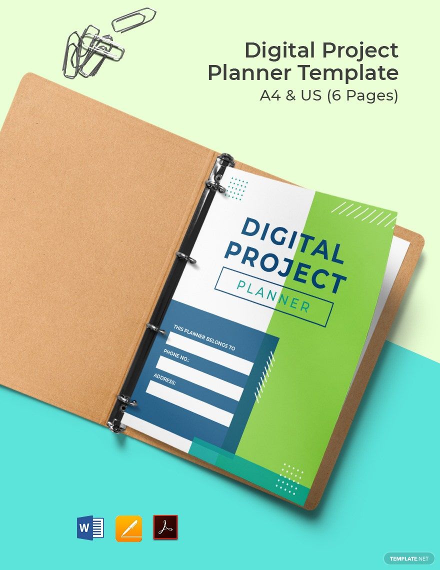 Digital Project Planner Template in Pages, Word, PDF - Download | Template.net