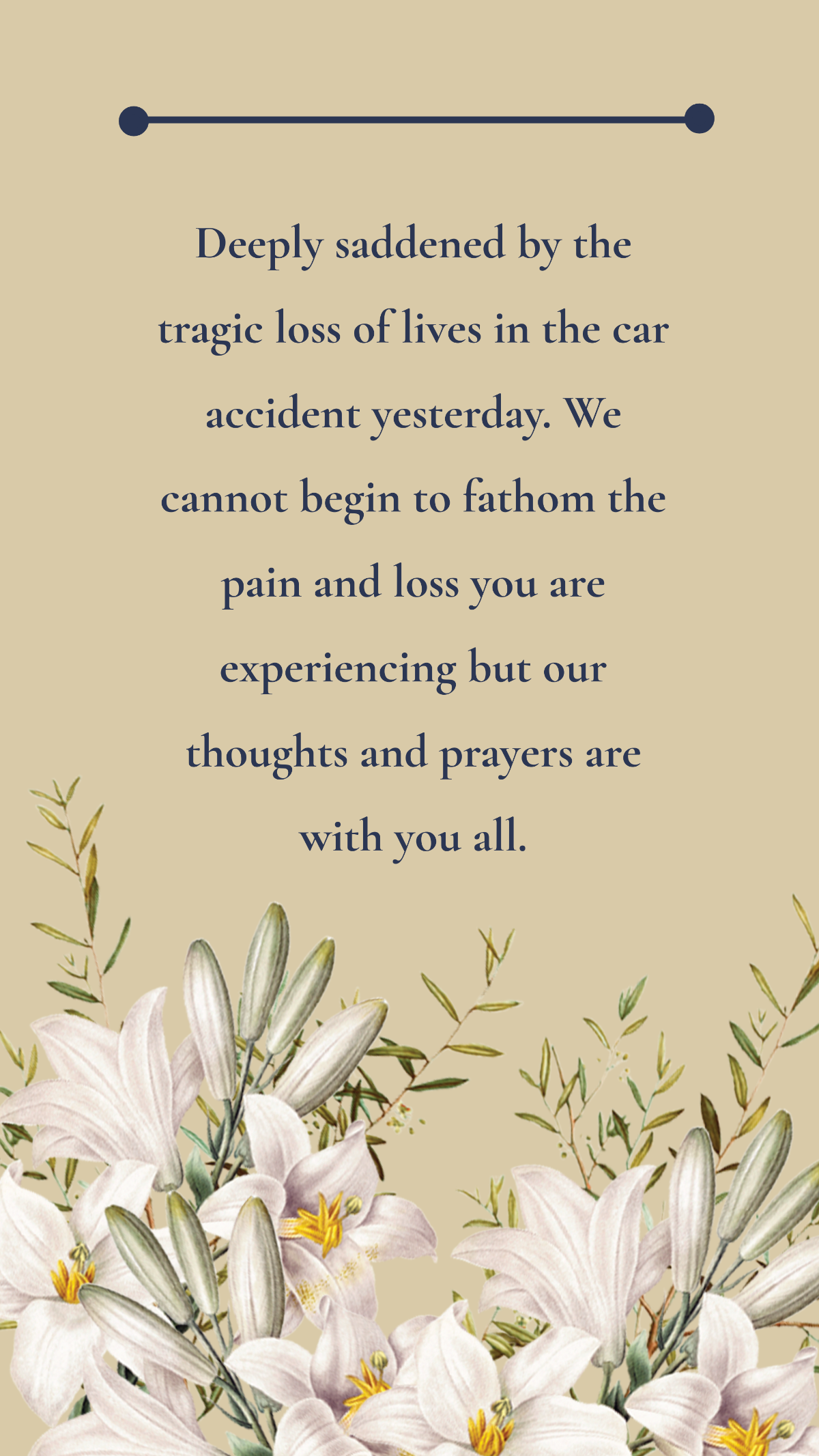 Condolence Message For Accident