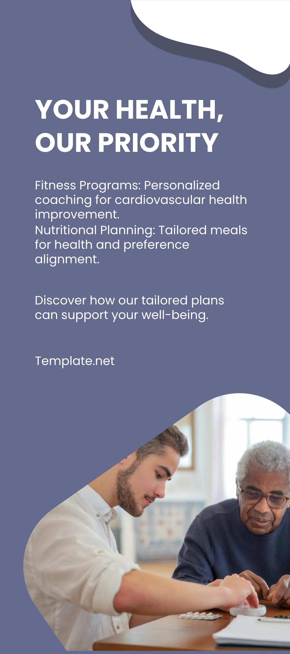 Free Tailored Health and Wellness Plans Rack Card Template to Edit Online
