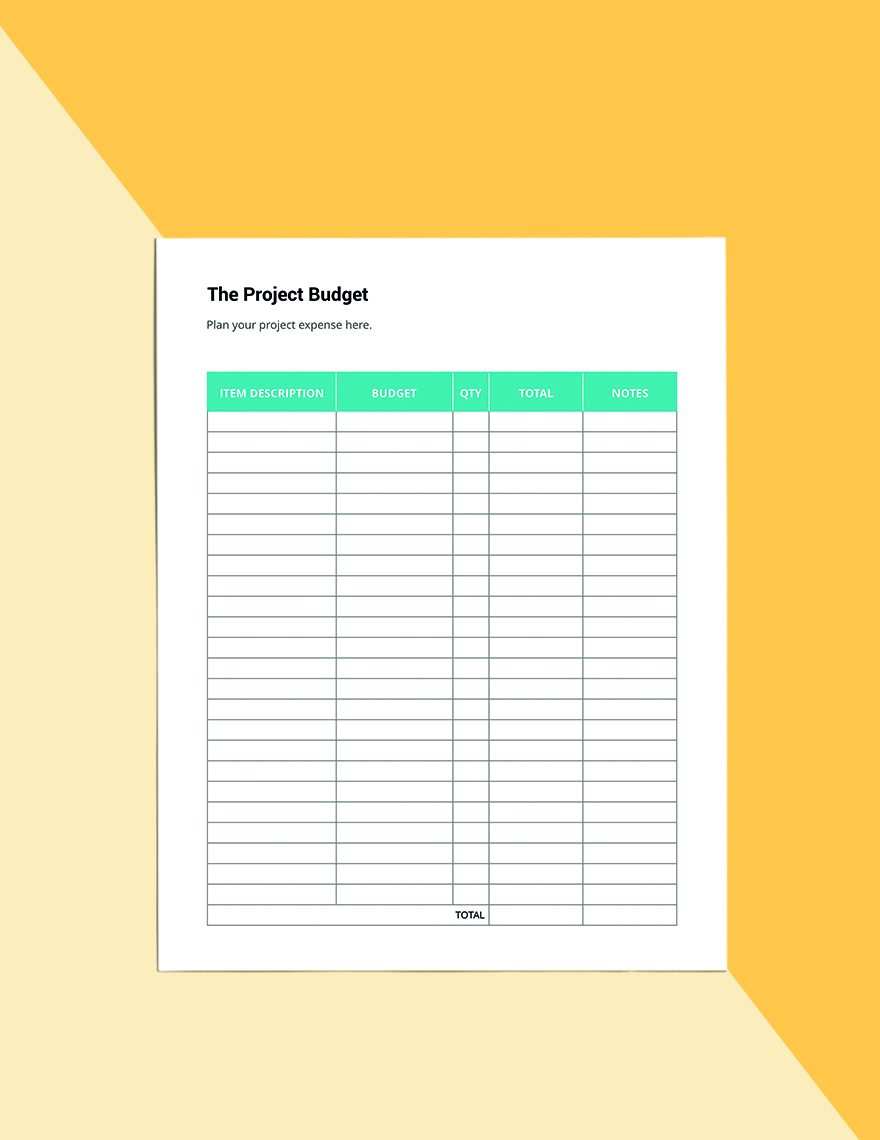 Basic Project Planner Template Editable