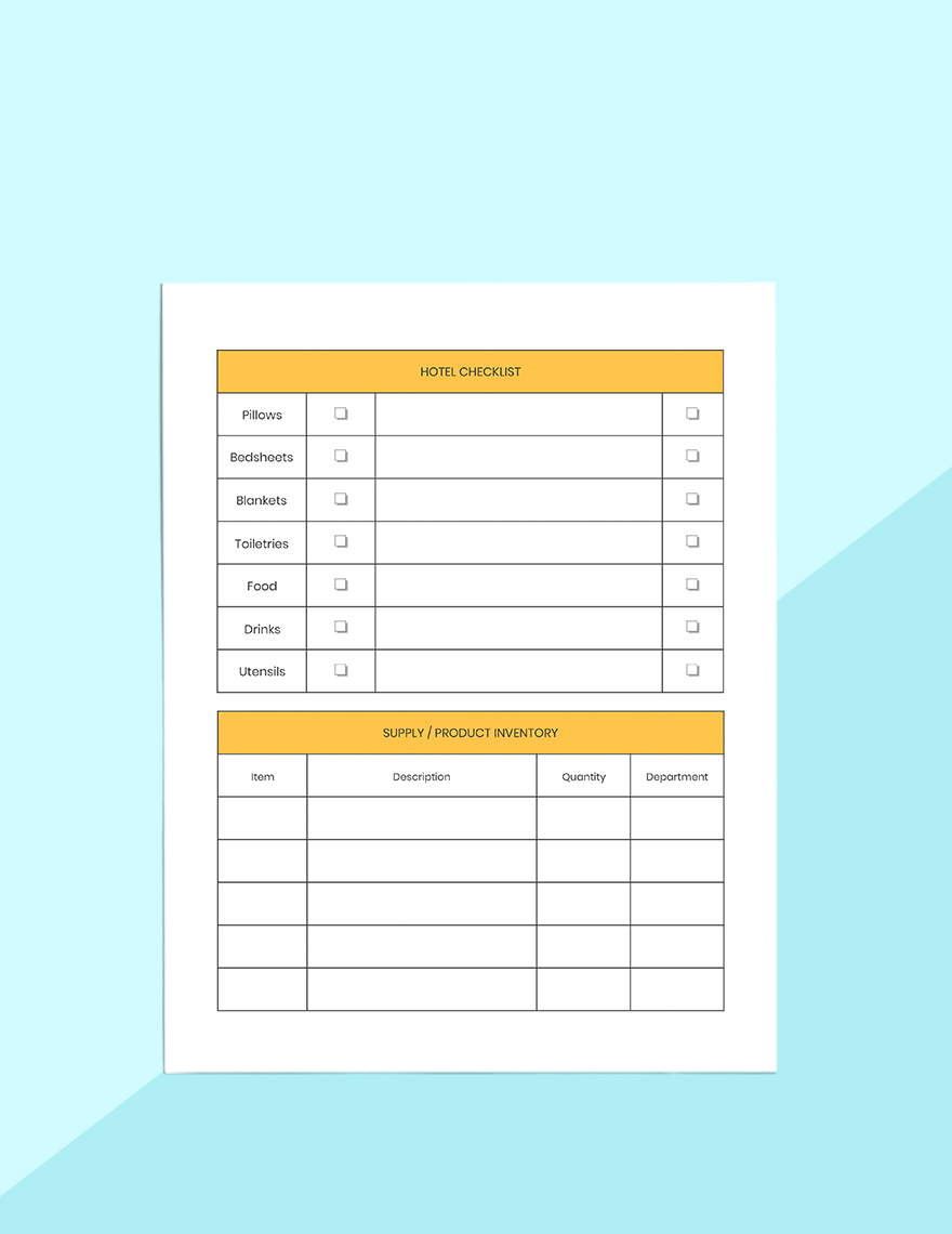 Simple Hotel Planner Template