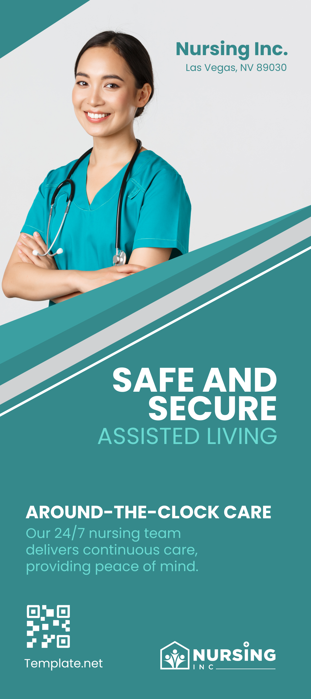 Free 24/7 Professional Nursing Staff Rack Card Template