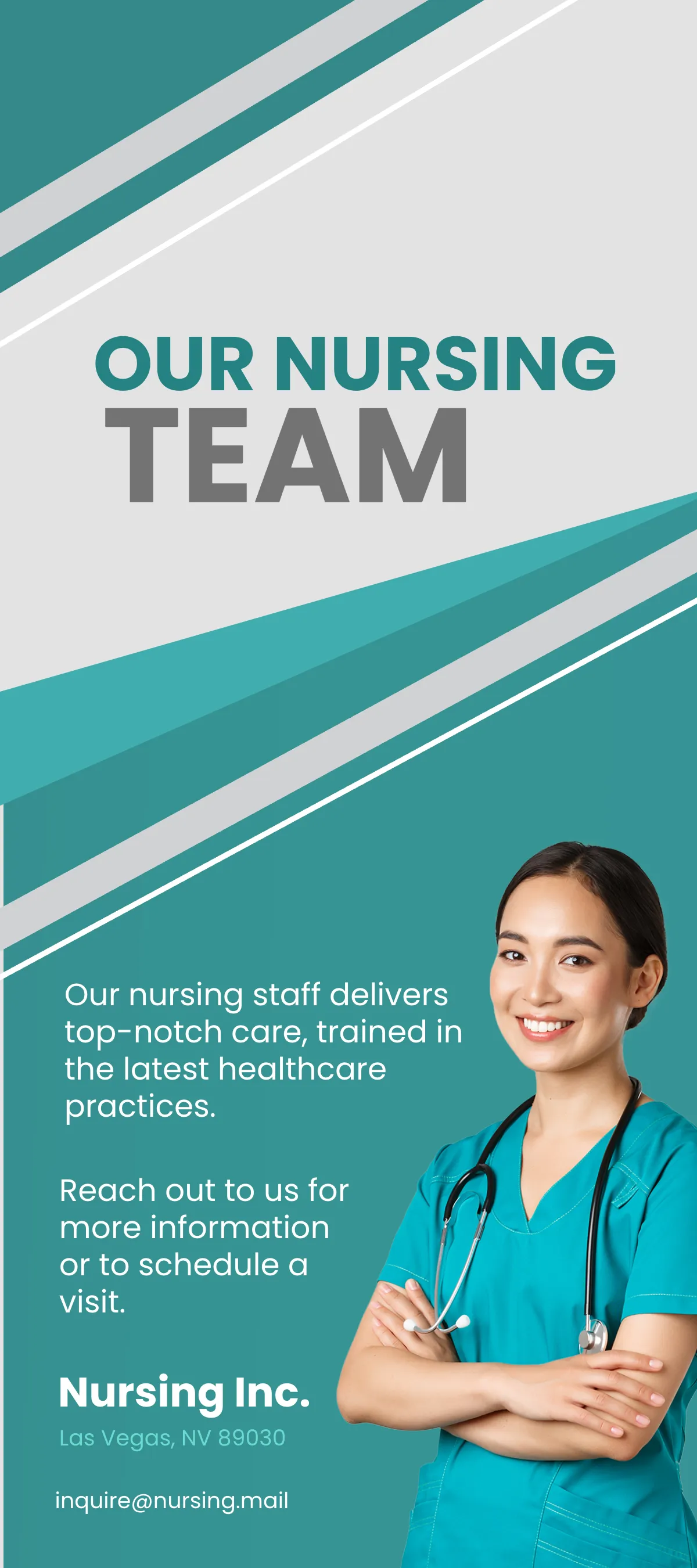 Free 24/7 Professional Nursing Staff Rack Card Template to Edit Online