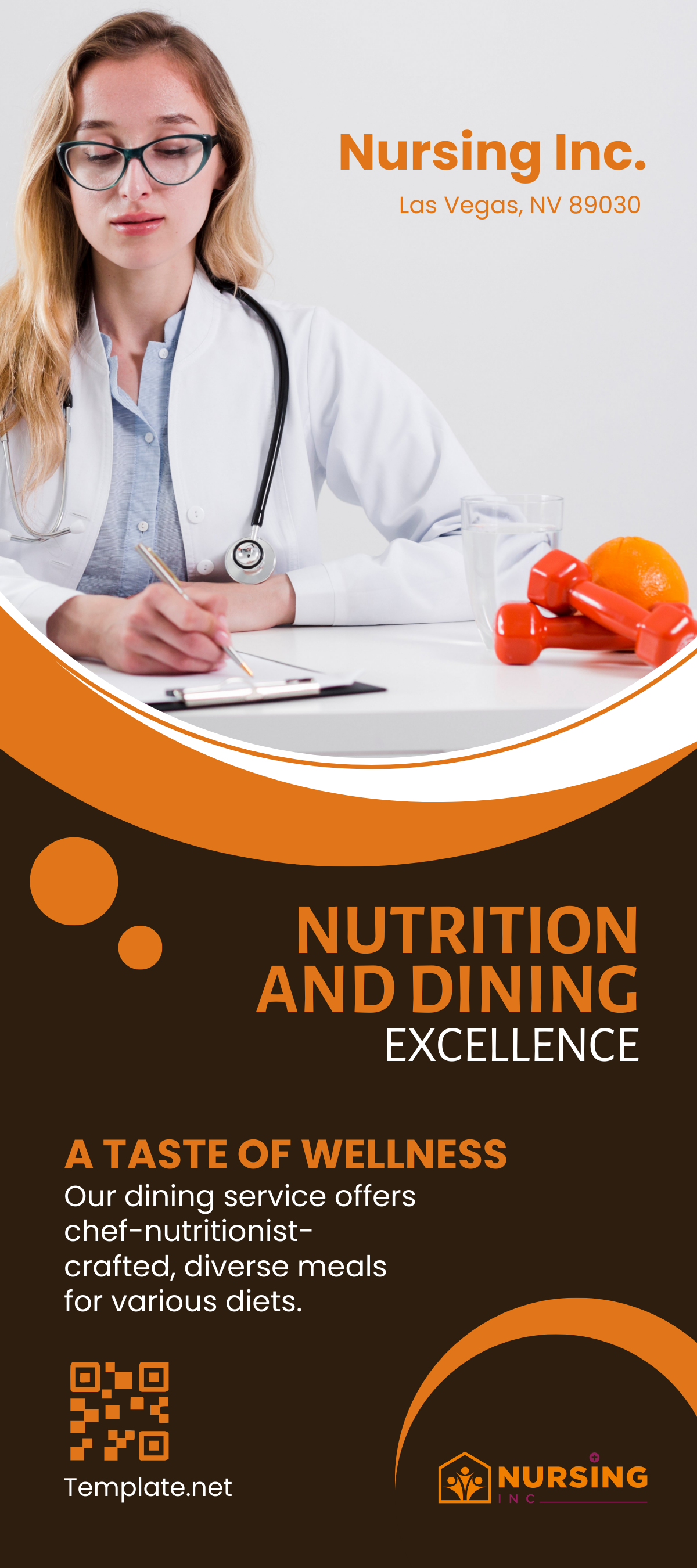 Free Nutrition and Dining Excellence Rack Card Template