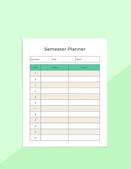 Blank Student Planner Sample