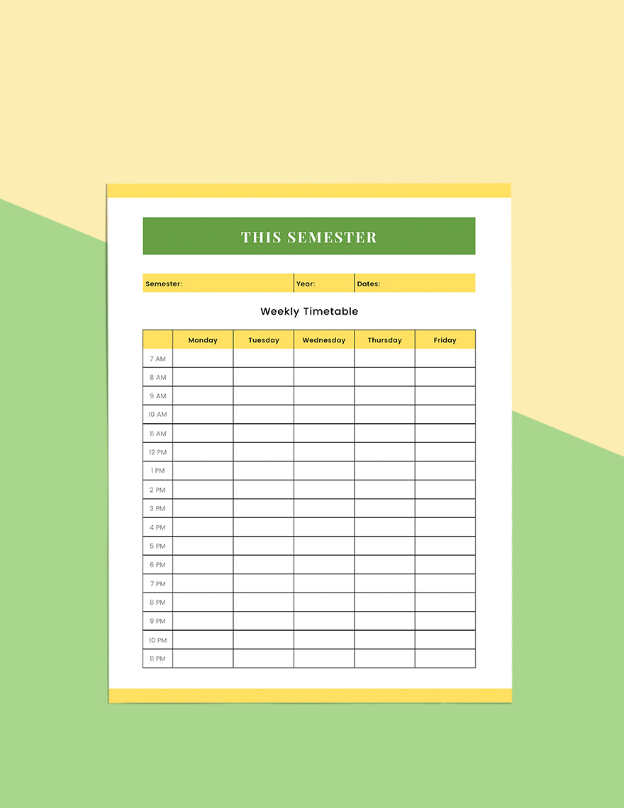 Printable Student Planner Format
