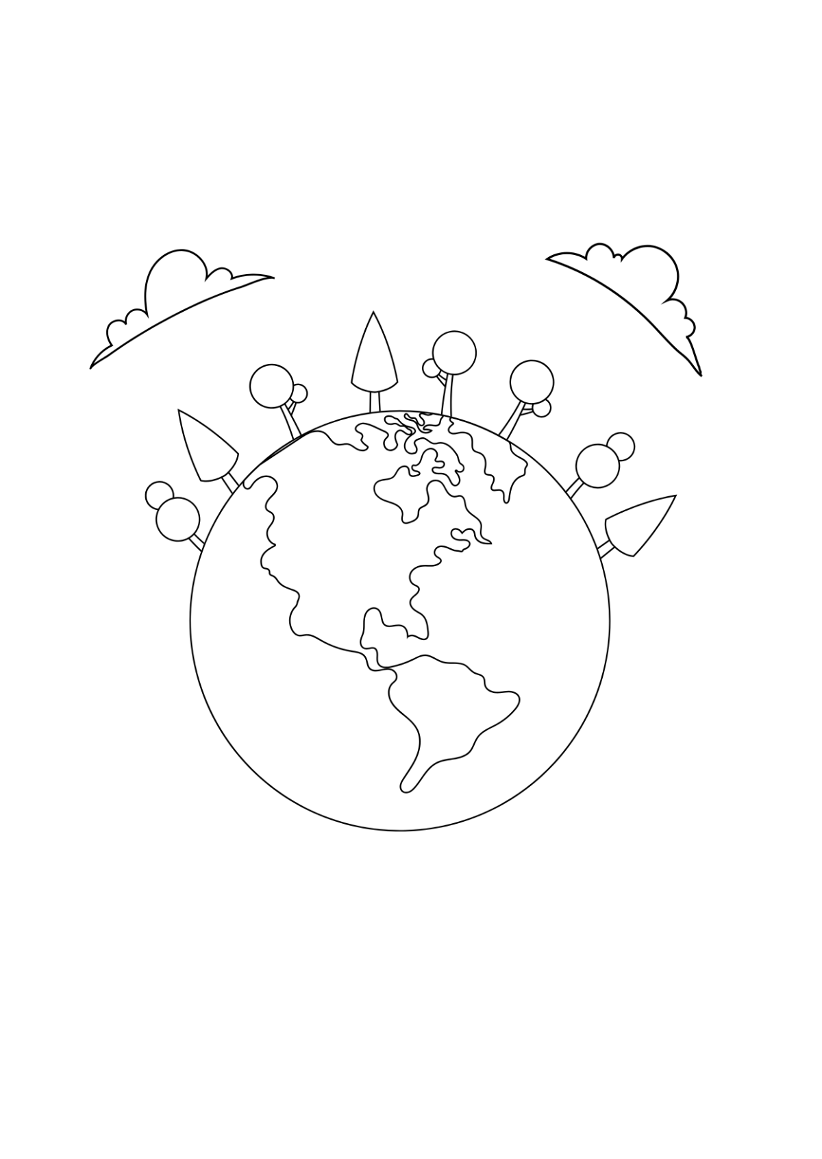 Easy Earth Day Drawing Template