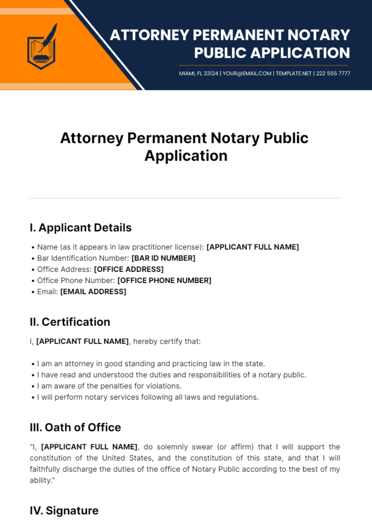 Attorney Permanent Notary Public Application Template