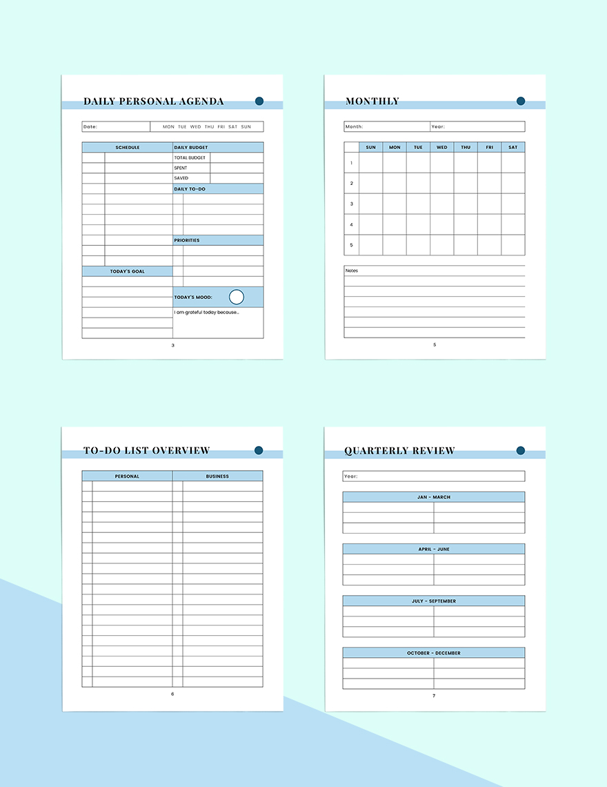 Simple Work Planner Template in Pages, Word, Google Docs, PDF ...