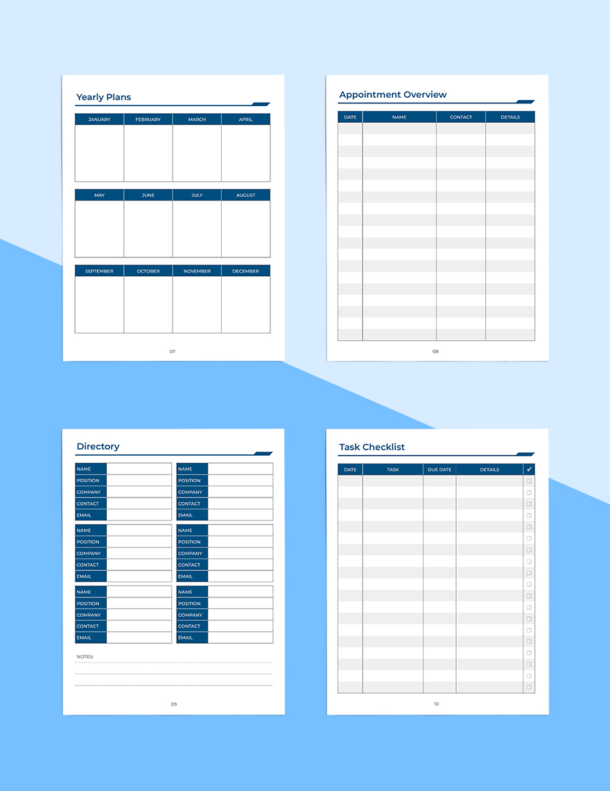 Printable Work Planner Template