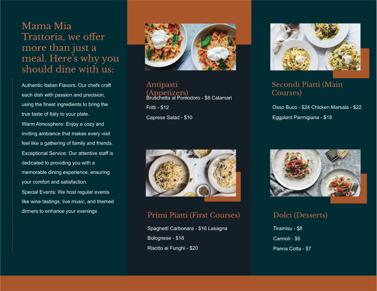 Free Restaurant Brochure Template to Edit Online