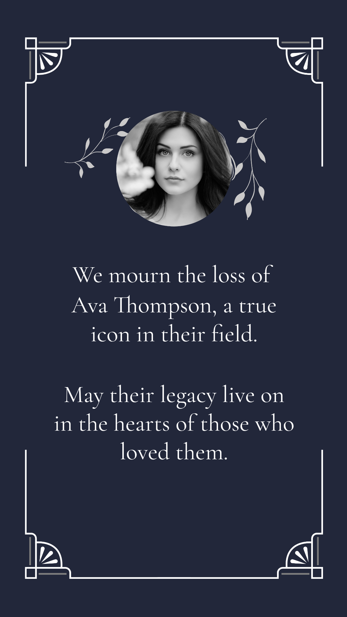Celebrity Condolence Message Template