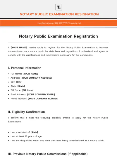 Free Notary Public Examination Registration Template to Edit Online