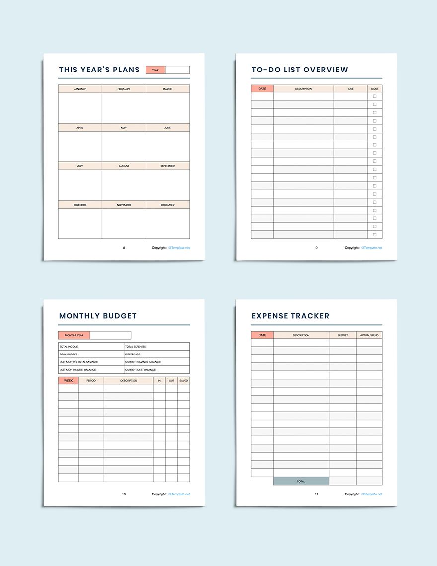 Simple Personal Planner Template