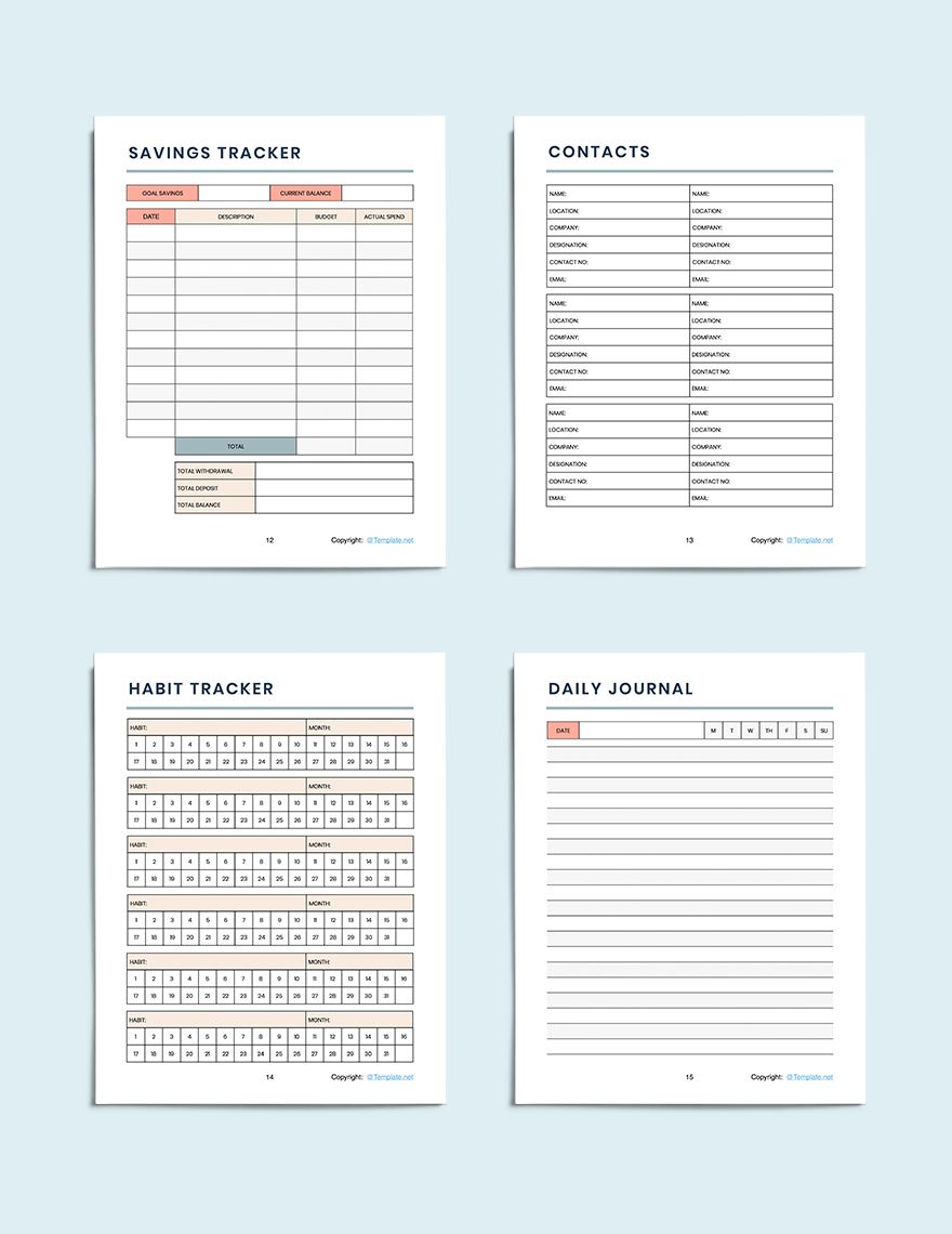 Simple Personal Planner Template