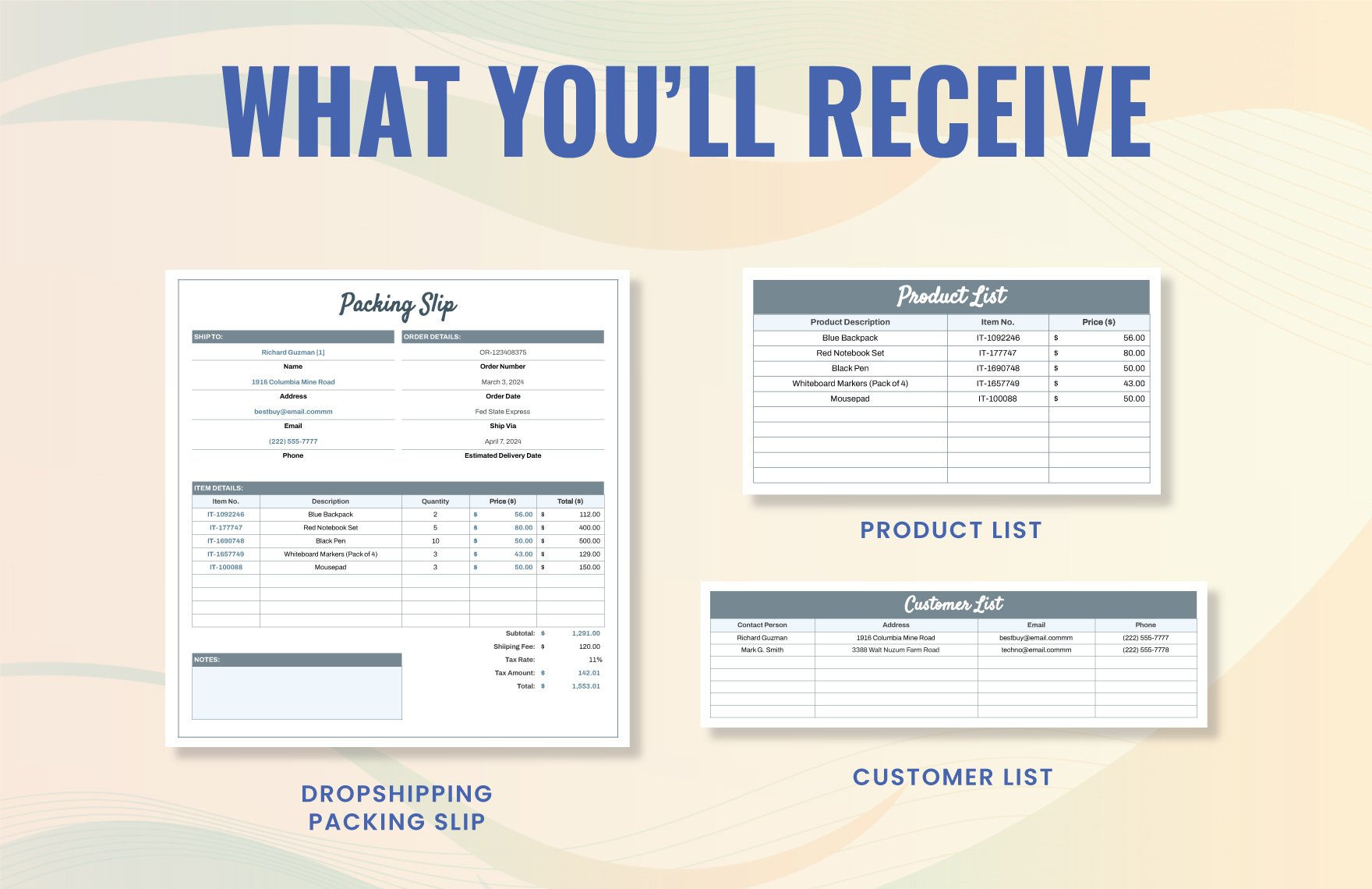 Dropshipping Packing Slip Template