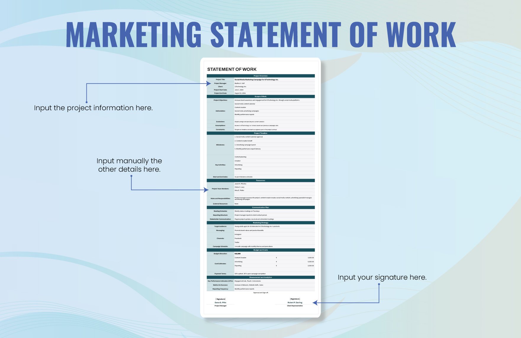Marketing Statement of Work Template