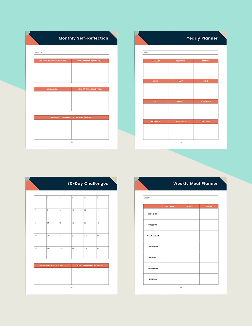 Printable Personal Planner Template in Pages, Word, PDF - Download ...