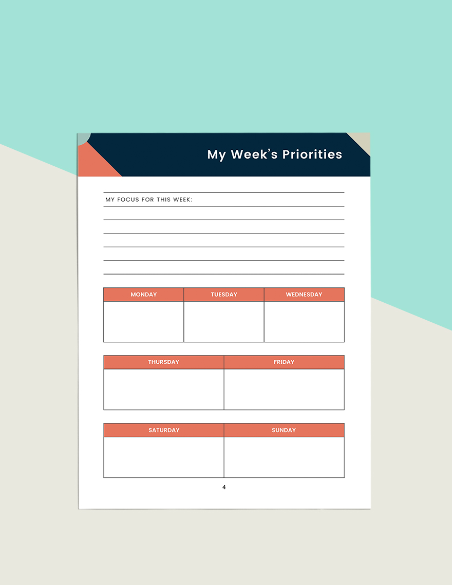 printable Personal Planner Example