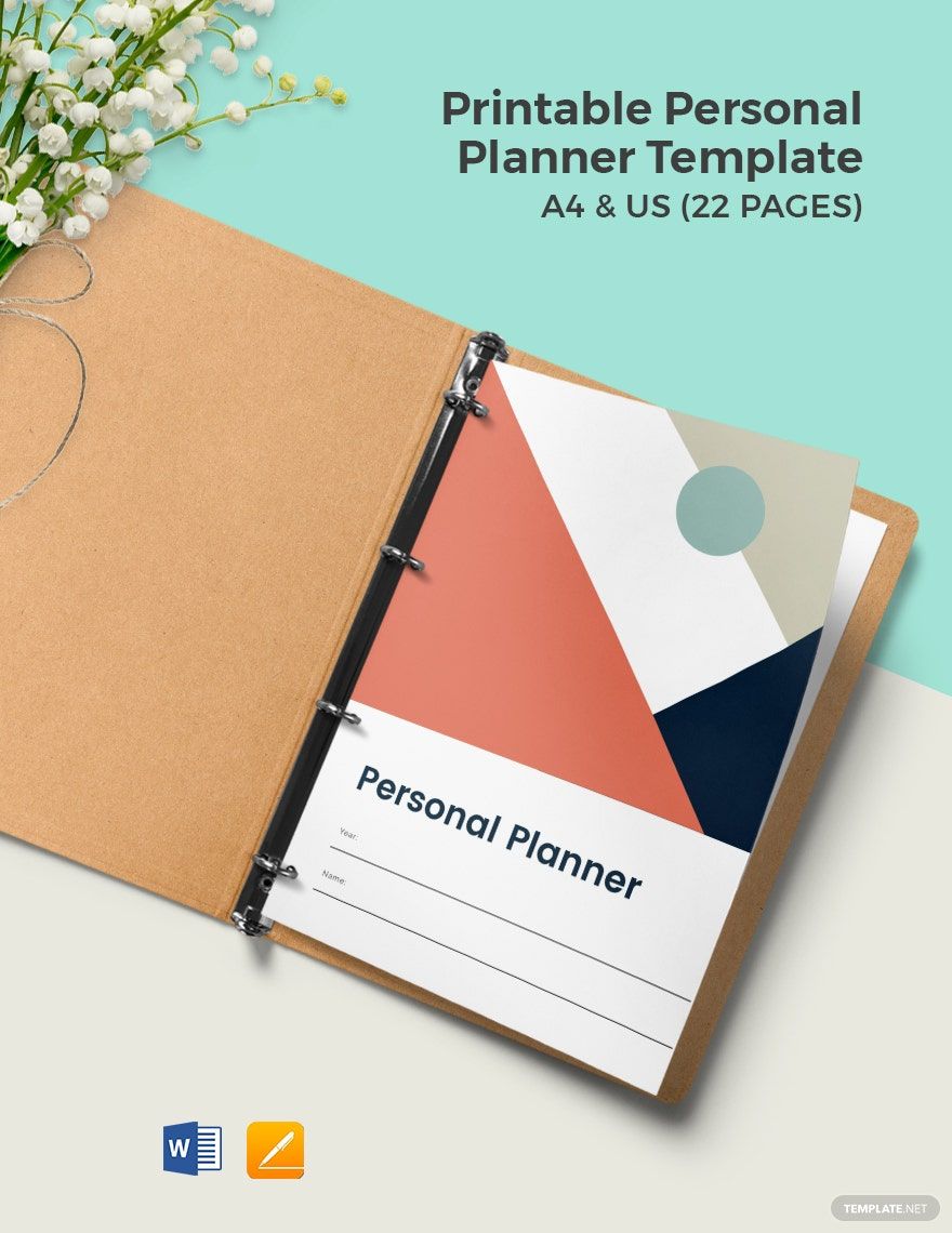 Printable Personal Planner Template in Pages, Word, PDF - Download | Template.net