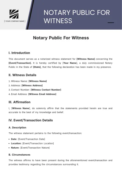 Free Notary Public For Witness Template to Edit Online