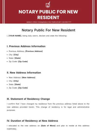 Free Notary Public For New Resident Template to Edit Online
