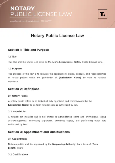 Free Notary Public License Law Template to Edit Online