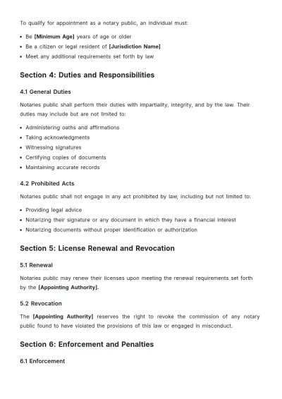 Free Notary Public License Law Template to Edit Online