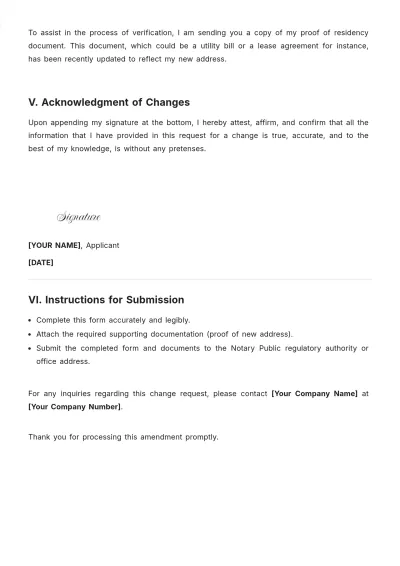 Free Notary Public Change Or Amendment To Application Template to Edit Online