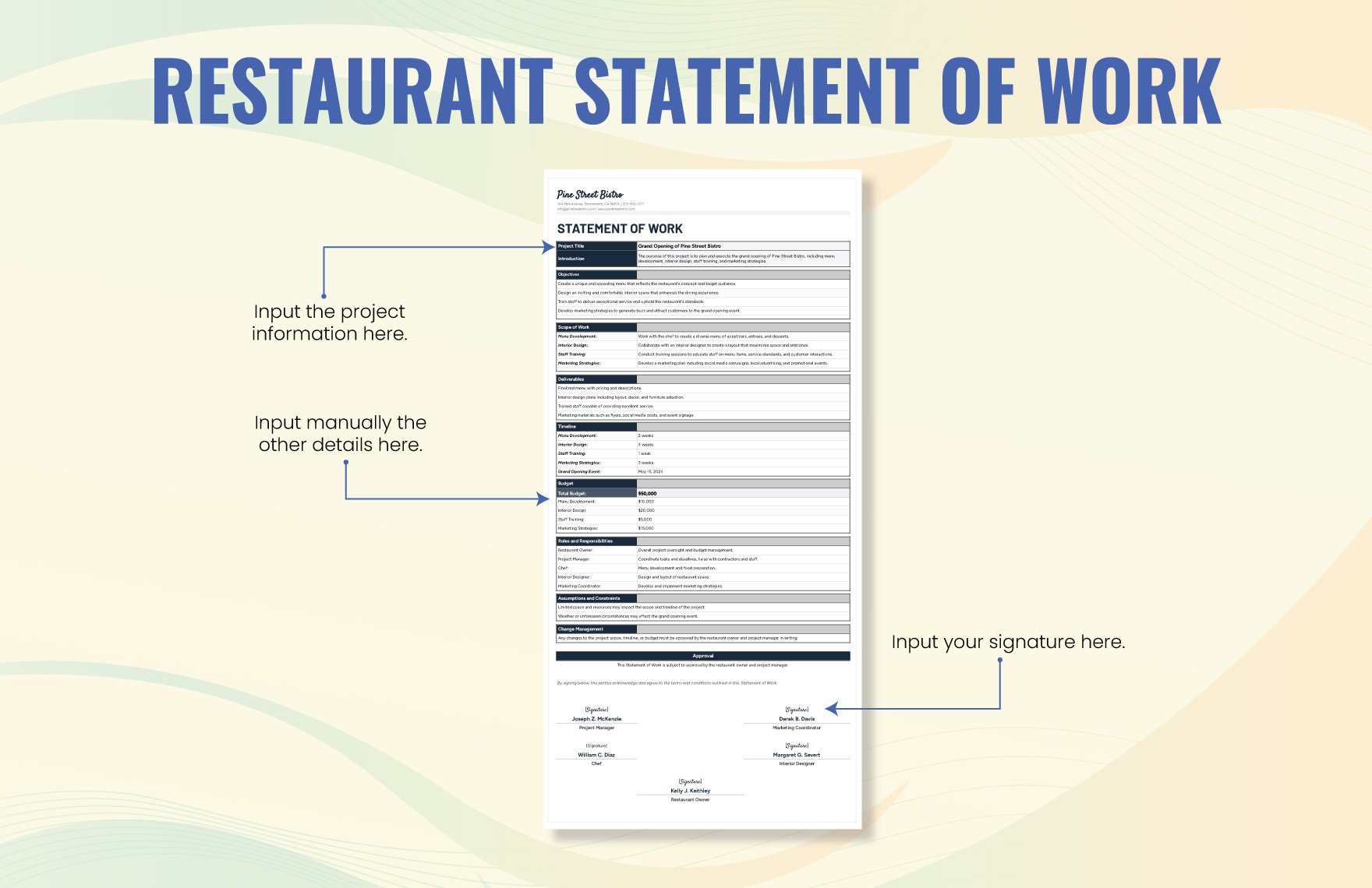 Restaurant Statement of Work Template