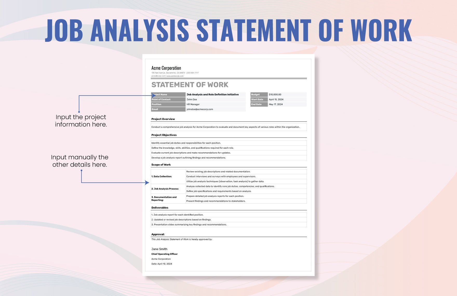 Job Analysis Statement of Work Template
