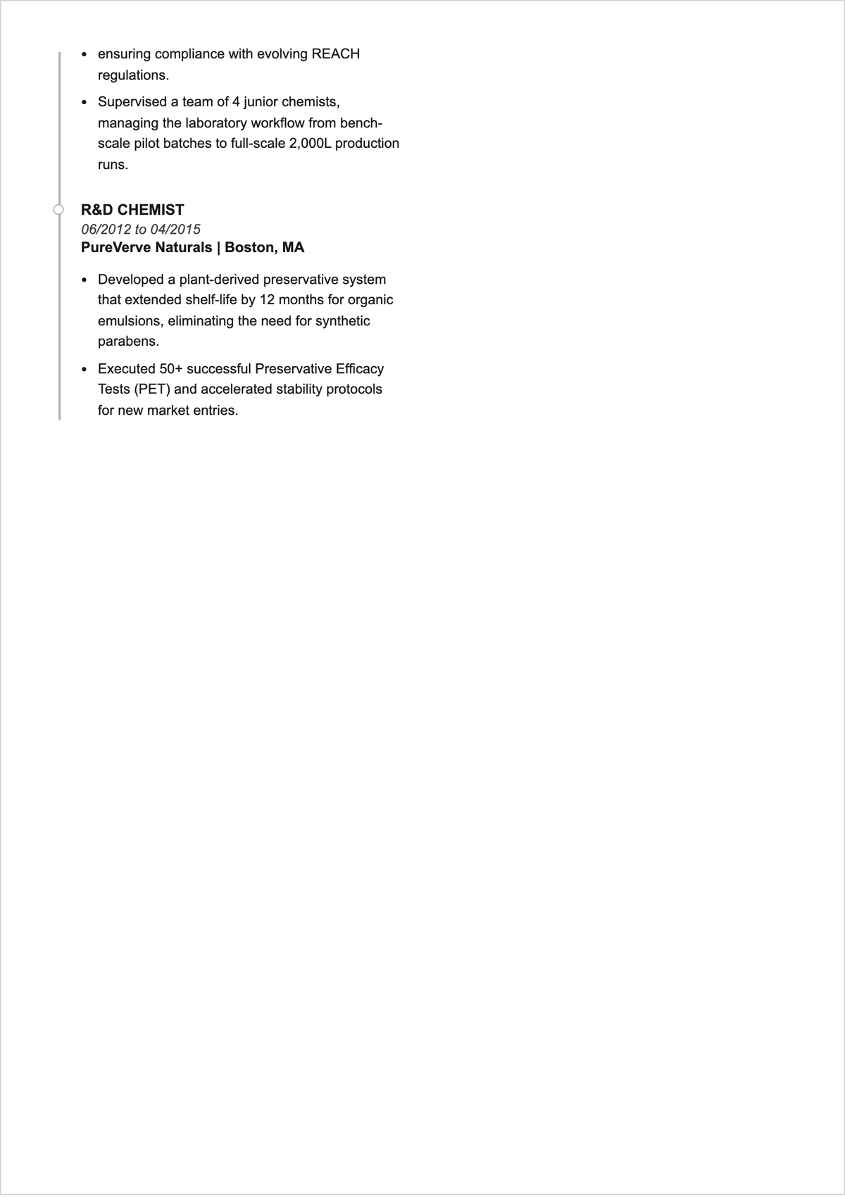 Free Cosmetic Scientist ATS Resume Template, AI Resume Builder