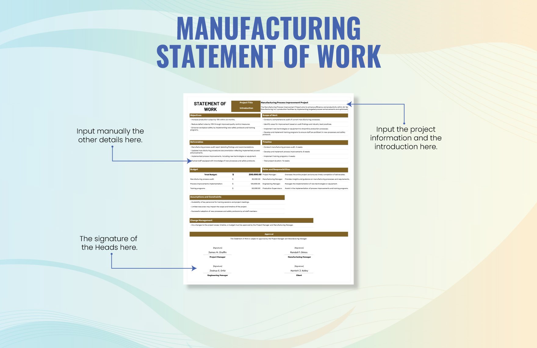 Manufacturing Statement of Work Template