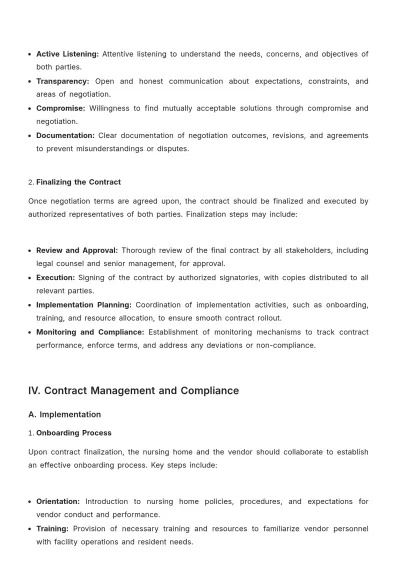 Free Nursing Home Vendor Contract Management Guide Template to Edit Online