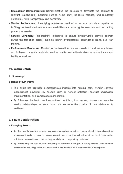 Free Nursing Home Vendor Contract Management Guide Template to Edit Online