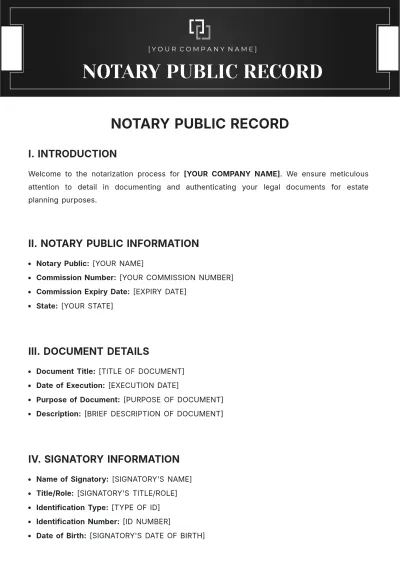 Free Notary Public Record Template to Edit Online