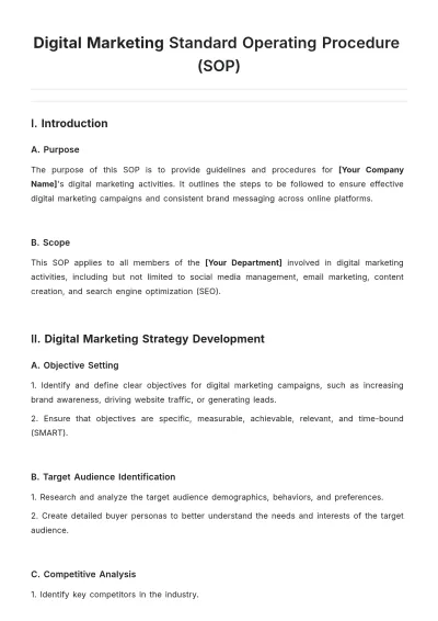 Free Digital Marketing SOP Template to Edit Online